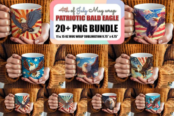 Download 4th of July Bald Eagle Mug Wrap Bundle - Premium Resources